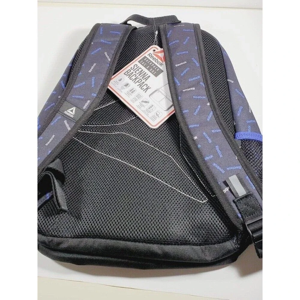 Reebok Sienna Backpack Book Bag Zippered Black Purple Athletic New with Tags